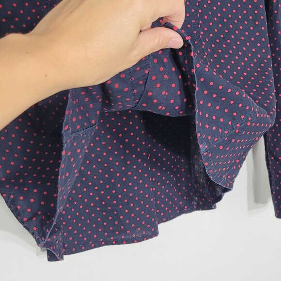 Tommy Hilfiger Navy Blue Red Polka Dots 100% Cotton Button-Up Shirt Preppy Sz M - Picture 5 of 10